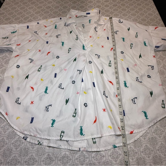 Madewell Summer Friday Embroidered Courier Button-Back Shirt Size L - Picture 12 of 13